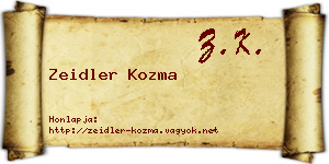 Zeidler Kozma névjegykártya